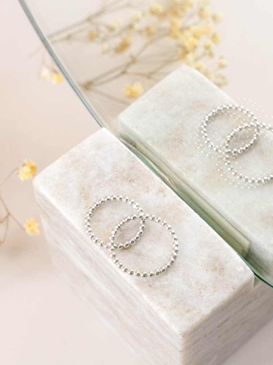 Beaded Band Ring ethical & sustainable jewelry made from recycled sterling silver#metal_sterling-silver