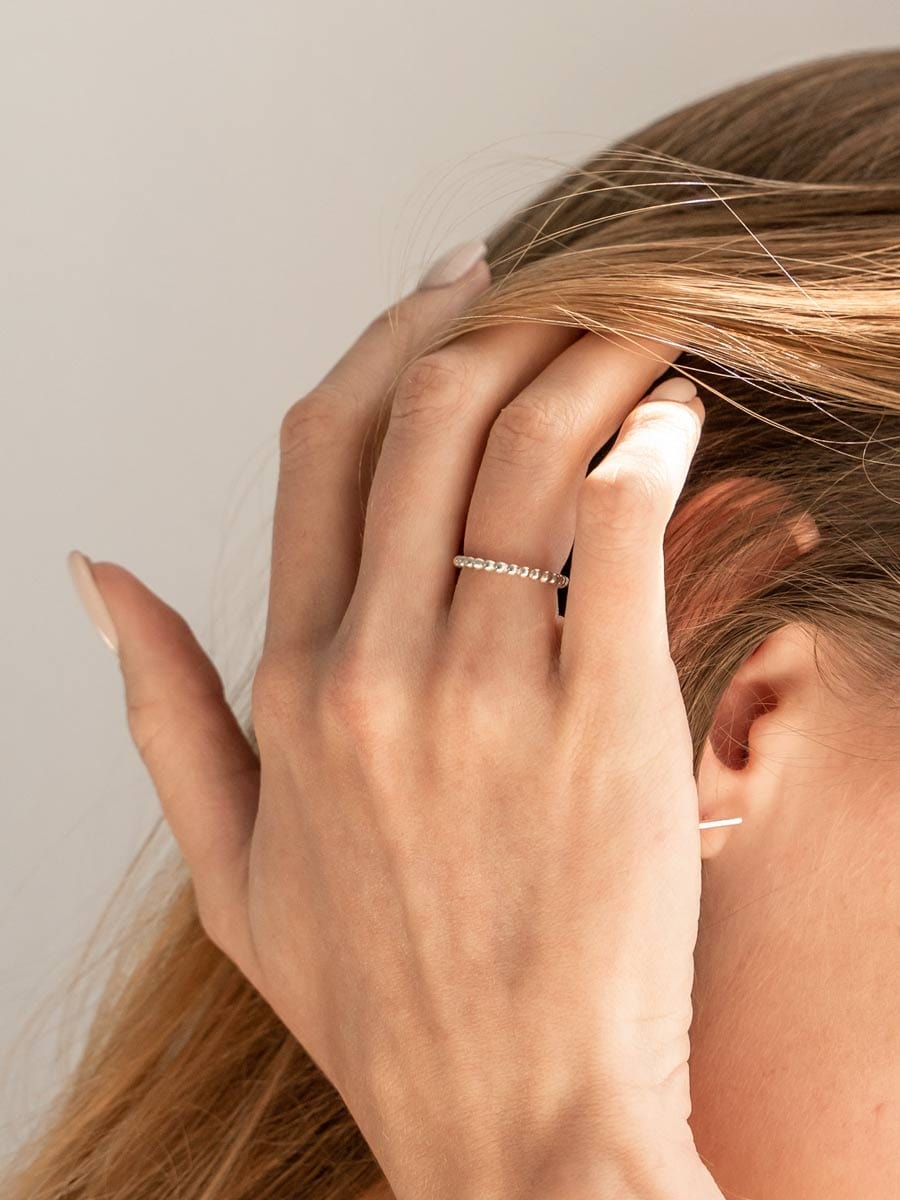Beaded Band Ring ethical & sustainable jewelry made from recycled sterling silver#metal_sterling-silver