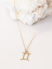Gemini Zodiac Pendant Necklace ethical & sustainable jewelry made from recycled 14k yellow gold#metal_14k-yellow-gold