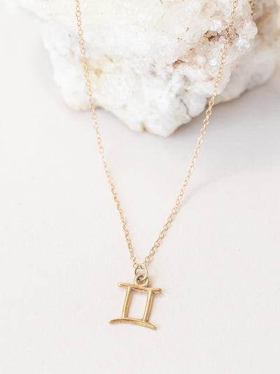 Gemini Zodiac Pendant Necklace ethical & sustainable jewelry made from recycled gold vermeil#metal_gold-vermeil