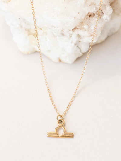 Libra Zodiac Pendant Necklace ethical & sustainable jewelry made from recycled 14k yellow gold#metal_14k-yellow-gold