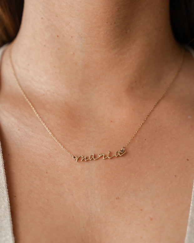 Personalized Name Necklace ethical & sustainable jewelry made from recycled 14k yellow gold