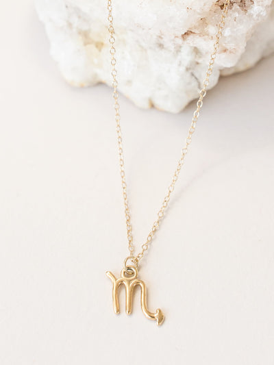 Scorpio Zodiac Pendant Necklace ethical & sustainable jewelry made from recycled 14k yellow gold#metal_14k-yellow-gold