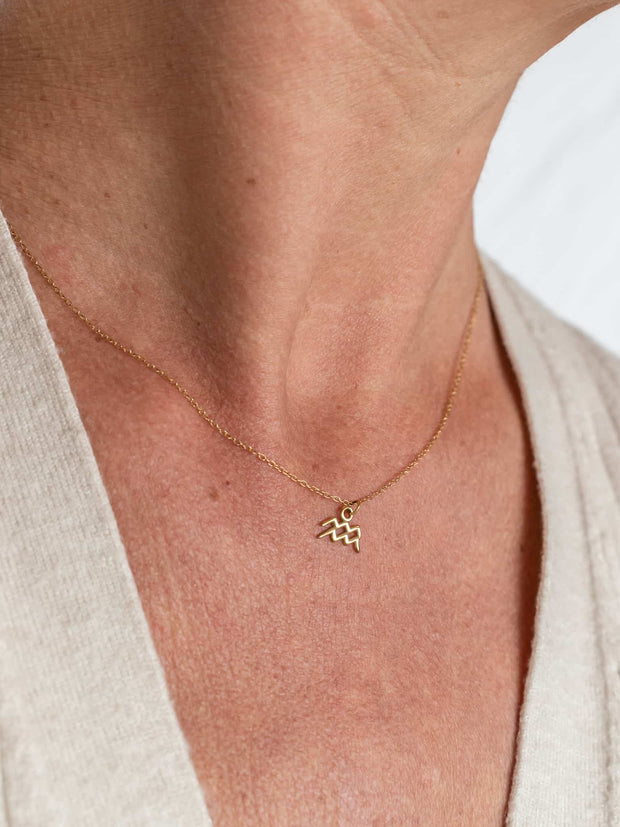 Aquarius Zodiac Pendant Necklace ethical & sustainable jewelry made from recycled gold vermeil