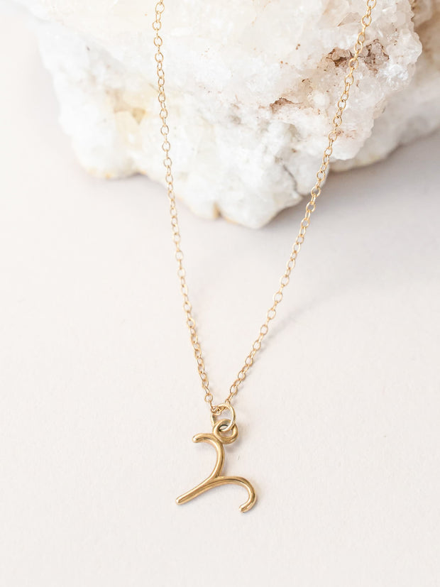 Aries Zodiac Pendant Necklace ethical & sustainable jewelry made from recycled 14k yellow gold