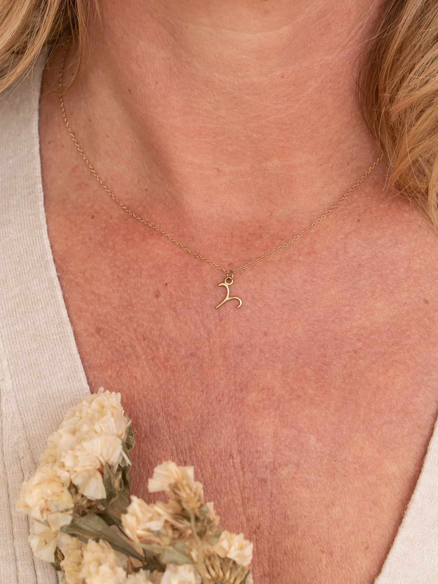 Aries Zodiac Pendant Necklace ethical & sustainable jewelry made from recycled gold vermeil#metal_gold-vermeil