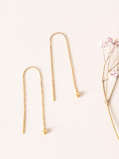 Ball & Chain Threader Earrings ethical & sustainable jewelry made from recycled 14k yellow gold#metal_14k-yellow-gold