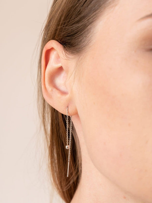 Ball & Chain Threader Earrings ethical & sustainable jewelry made from recycled sterling silver