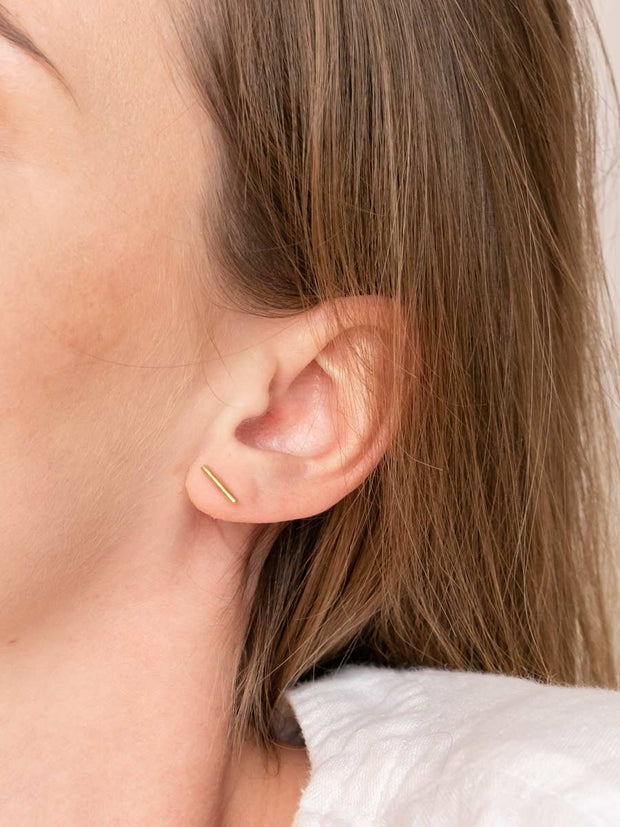 Bar Stud Earrings ethical & sustainable jewelry made from recycled gold vermeil