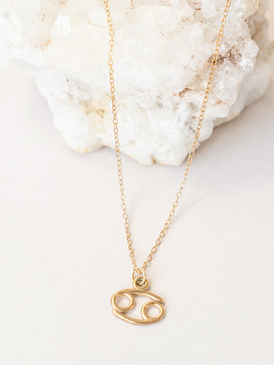 Cancer Zodiac Pendant Necklace ethical & sustainable jewelry made from recycled 14k yellow gold#metal_14k-yellow-gold