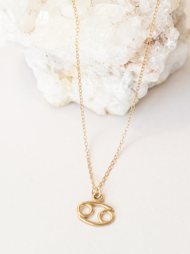 Cancer Zodiac Pendant Necklace ethical & sustainable jewelry made from recycled 14k yellow gold