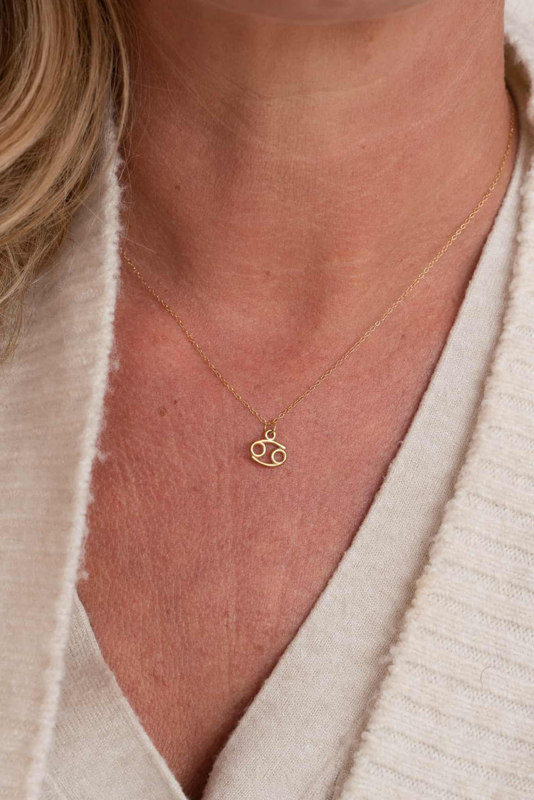 Cancer Zodiac Pendant Necklace ethical & sustainable jewelry made from recycled 14k yellow gold#metal_14k-yellow-gold