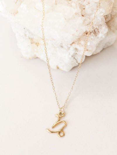 Capricorn Zodiac Pendant Necklace ethical & sustainable jewelry made from recycled 14k yellow gold#metal_14k-yellow-gold
