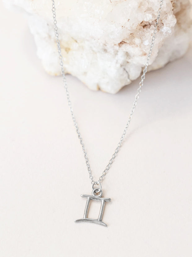 Gemini Zodiac Pendant Necklace ethical & sustainable jewelry made from recycled sterling silver