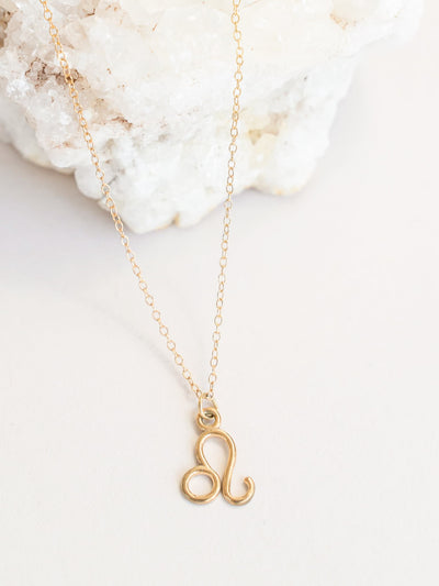 Leo Zodiac Pendant Necklace ethical & sustainable jewelry made from recycled 14k yellow gold#metal_14k-yellow-gold