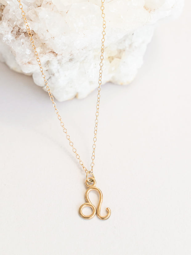 Leo Zodiac Pendant Necklace ethical & sustainable jewelry made from recycled 14k yellow gold