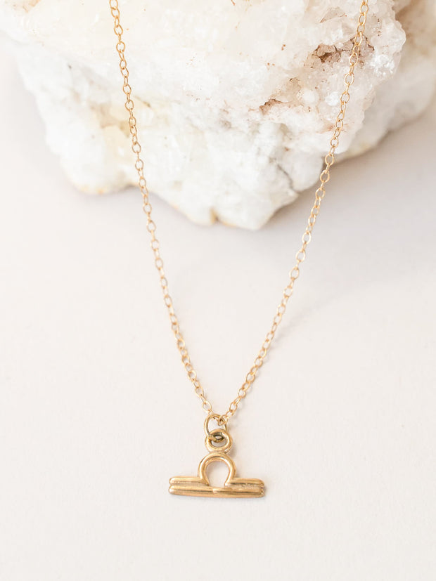 Libra Zodiac Pendant Necklace ethical & sustainable jewelry made from recycled 14k yellow gold