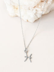 Pisces Zodiac Pendant Necklace ethical & sustainable jewelry made from recycled sterling silver#metal_sterling-silver