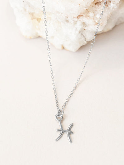 Pisces Zodiac Pendant Necklace ethical & sustainable jewelry made from recycled sterling silver#metal_sterling-silver