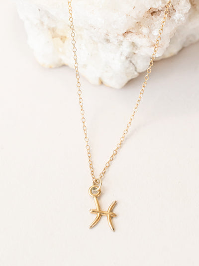 Pisces Zodiac Pendant Necklace ethical & sustainable jewelry made from recycled 14k yellow gold#metal_14k-yellow-gold