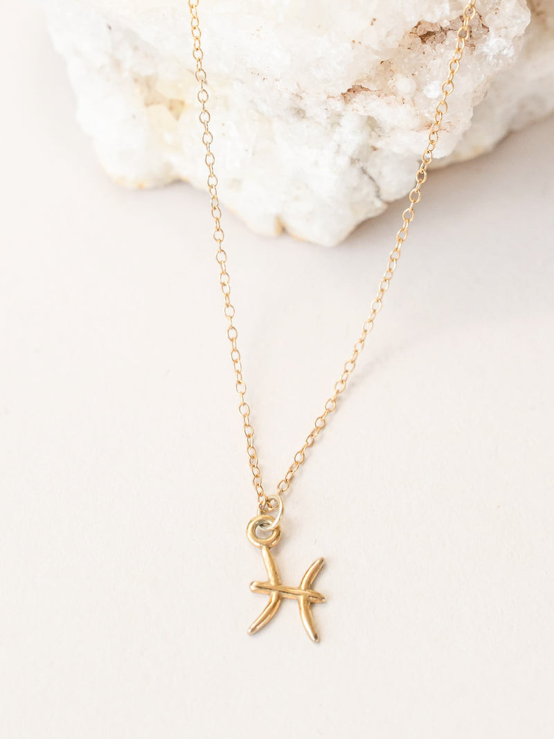 Pisces Zodiac Pendant Necklace ethical & sustainable jewelry made from recycled 14k yellow gold