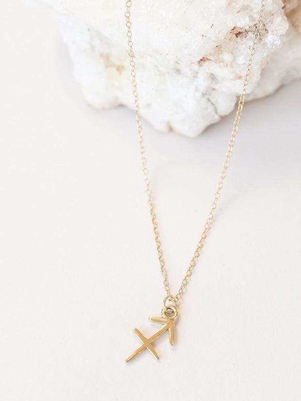 Sagittarius Zodiac Pendant Necklace ethical & sustainable jewelry made from recycled 14k yellow gold