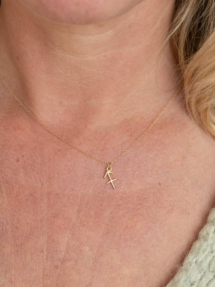 Sagittarius Zodiac Pendant Necklace ethical & sustainable jewelry made from recycled 14k yellow gold#metal_14k-yellow-gold