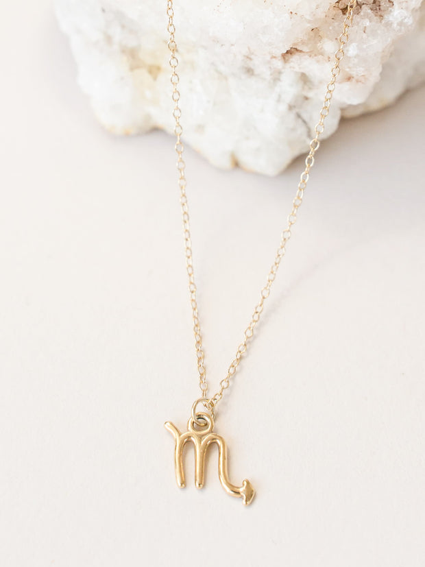 Scorpio Zodiac Pendant Necklace ethical & sustainable jewelry made from recycled 14k yellow gold