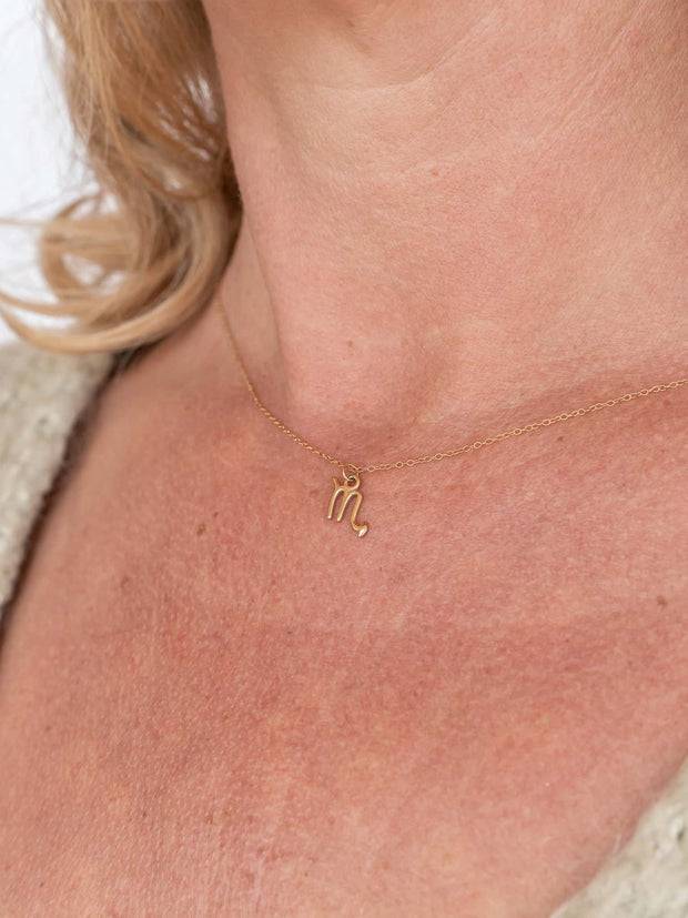 Scorpio Zodiac Pendant Necklace ethical & sustainable jewelry made from recycled 14k yellow gold