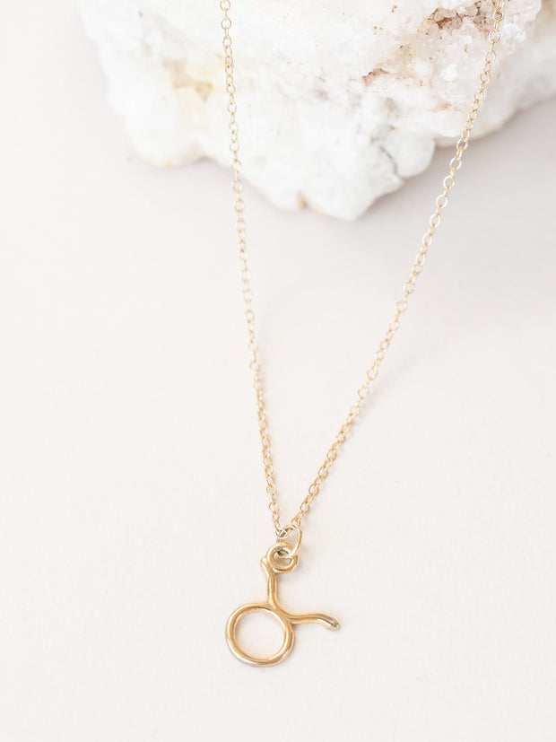 Taurus Zodiac Pendant Necklace ethical & sustainable jewelry made from recycled 14k yellow gold