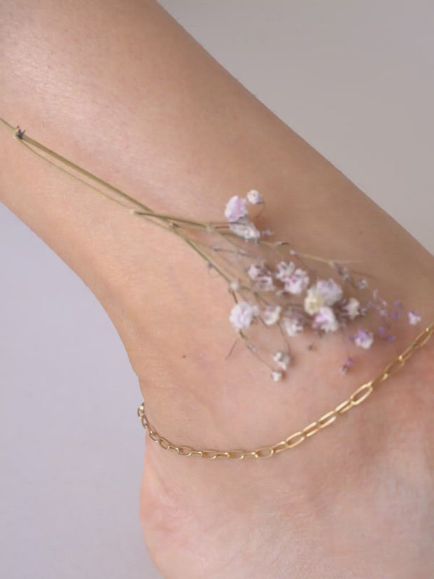 Paperclip Chain Anklet ethical & sustainable jewelry made from recycled gold vermeil